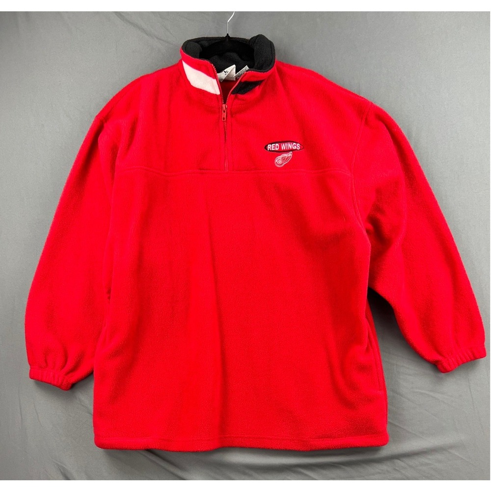 Detroit Red Wings Pro Edge NHL Pullover Mens Large Red Fleece 1/4 Zip Sweater